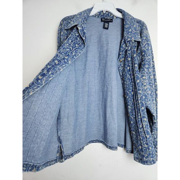 Denim & Co. Women Blue w/White Floral Denim Button Up Shacket size Large - Picture 9 of 9